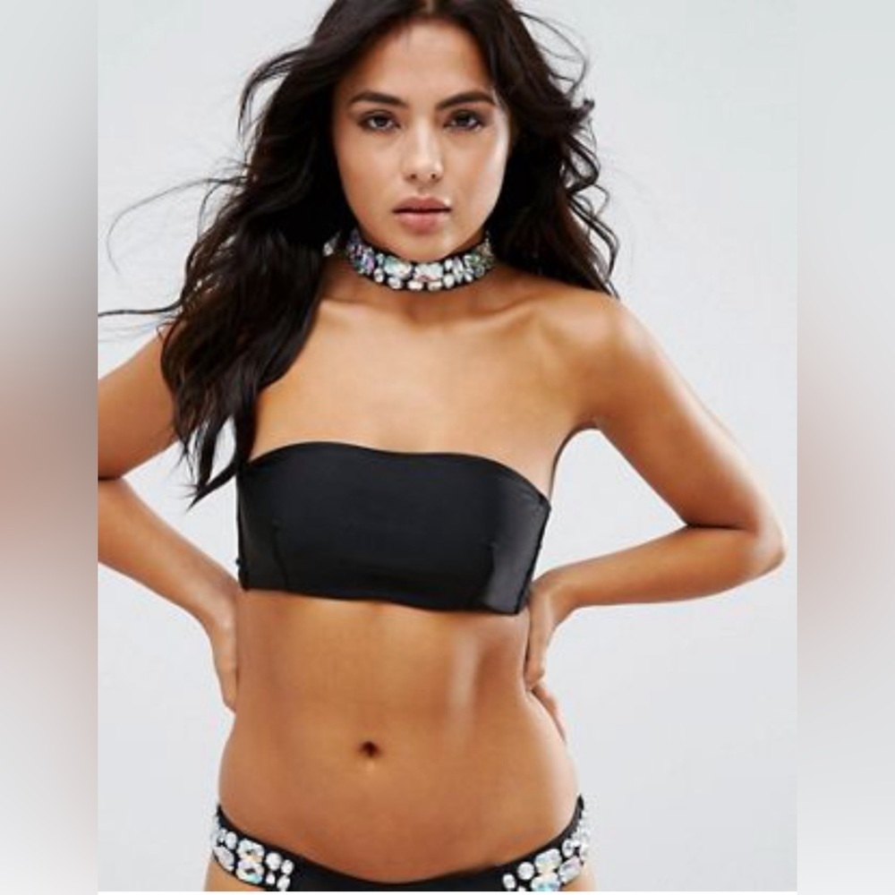 ASOS Jewel Embellished Choker‎ Bikini Top 34DDD & Tanga Bikini Bottom Size 10